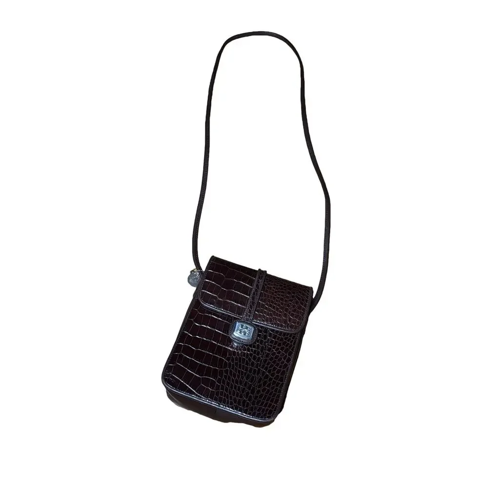 One World by Brighton Brown Croc Embossed Crossbody Bag & Wallet Set